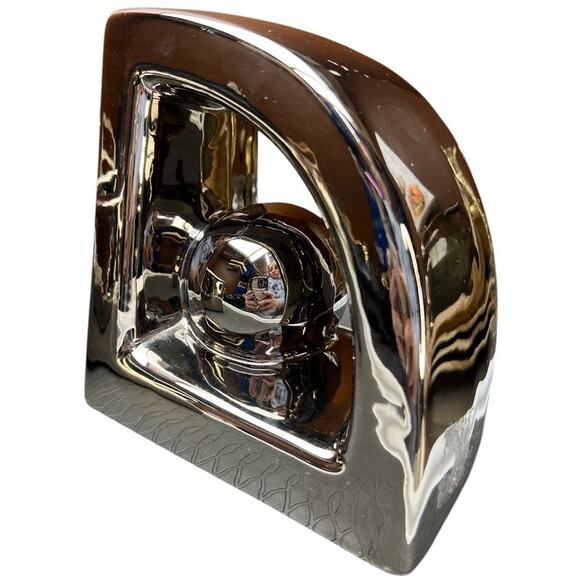 Vintage Jaru Post Modern Chrome Ceramic Bookends Sphere Abstract Metallic Retro - Picture 6 of 12